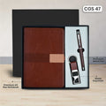 CGS-47 Premium Brown Notebook, Pen & Keychain Gift Set | Corporate Gift Set