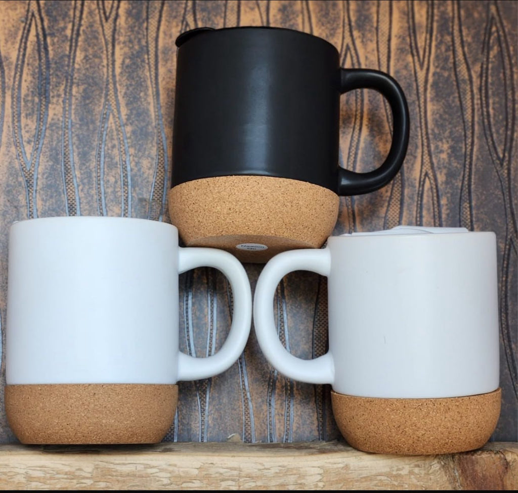 Premium Cork Base Ceramic Coffee Mug with Custom Logo Branding | Corporate Gift Mug | 350ml