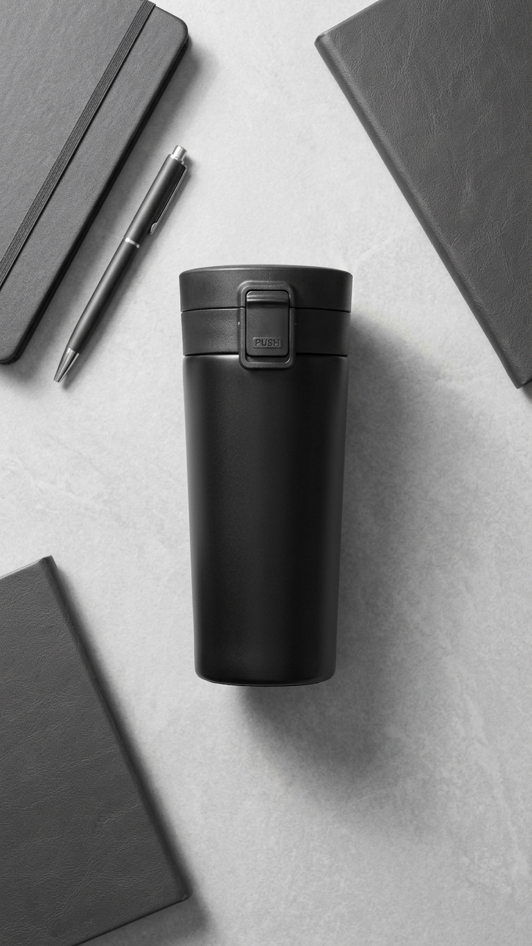 Vacuum Insulated Travel Coffee Mug | Push Lock Lid | Corporate Branding
