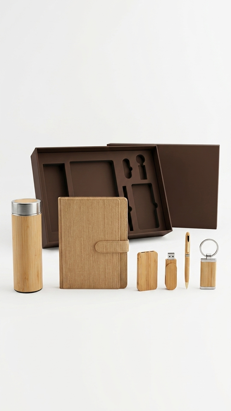 GG908 Bamboo Executive Gift Set with 10000mAh Power Bank, Flask & 16GB USB Drive
