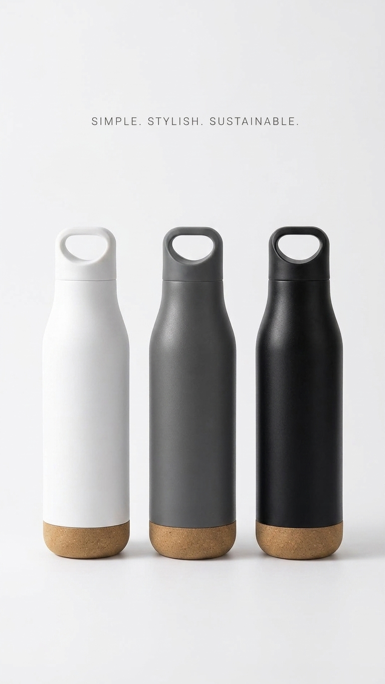 Premium Cork Bottom Vacuum Insulated Water Bottle | Executive Corporate Gift Bottle