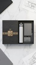 GG913 Executive Notebook, 450ml Flask, Card Holder, Keychain & Pen Gift Set