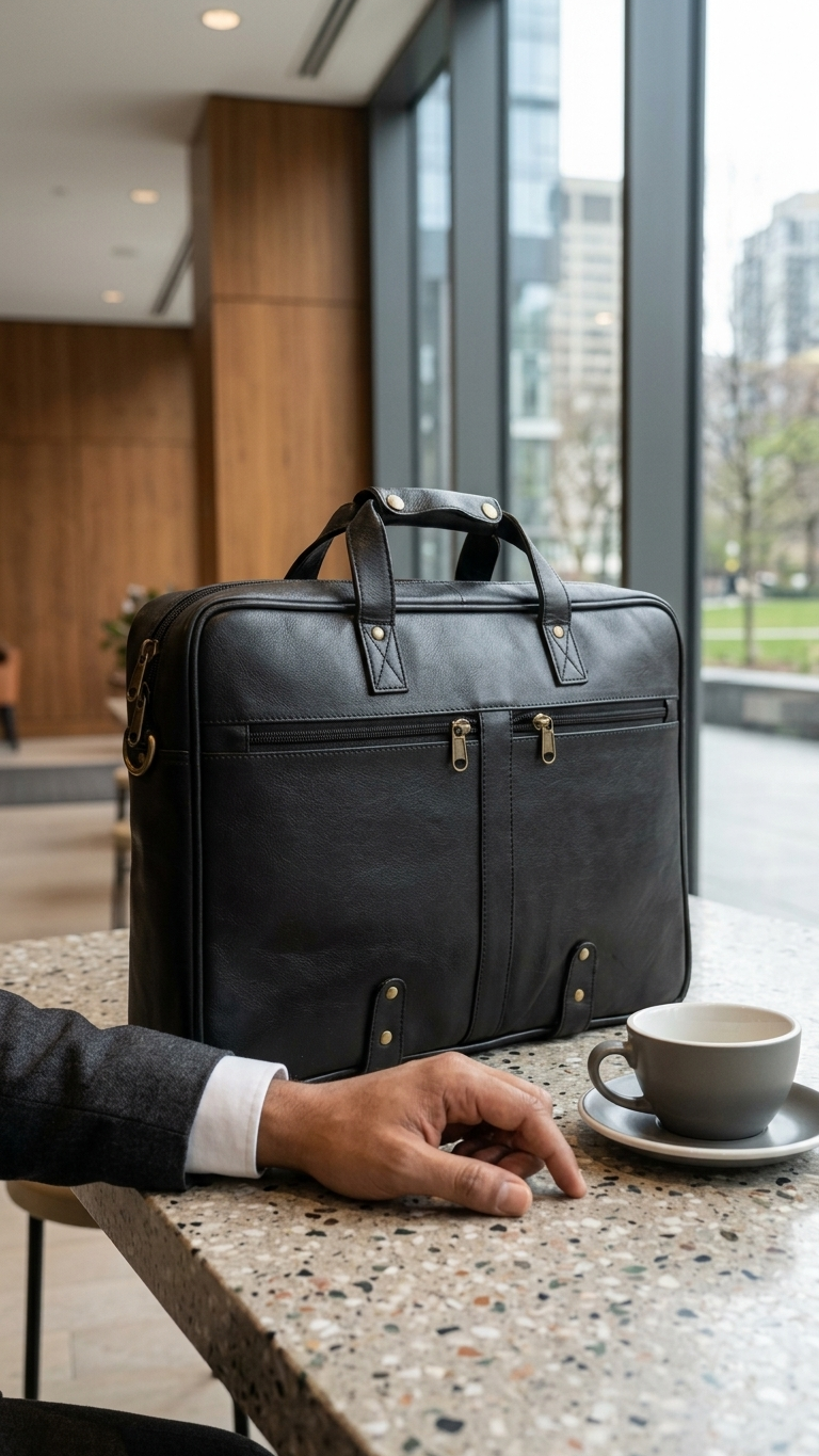 GG-7062 Executive Black Leatherette Office Bag with Custom Branding