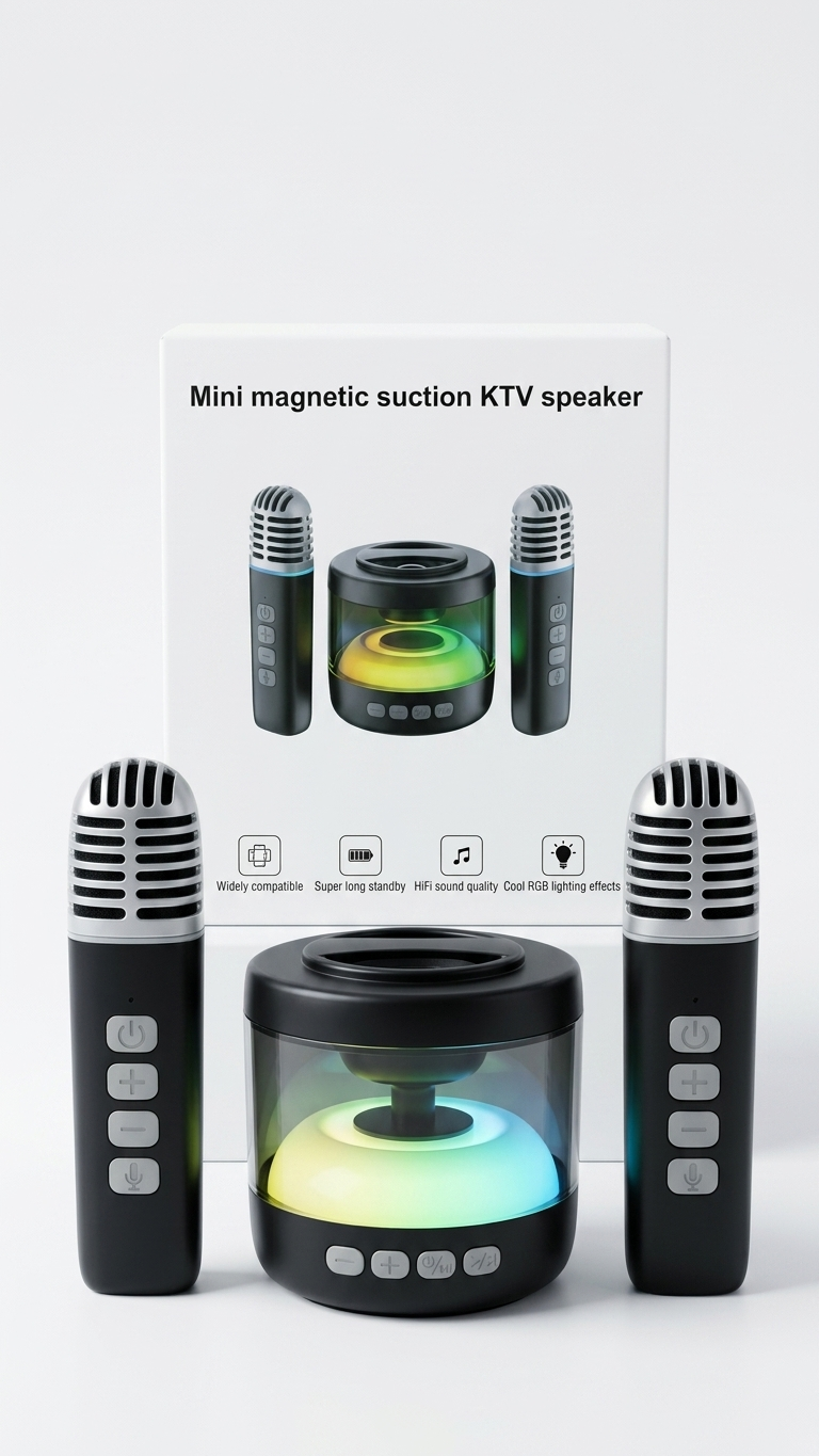 KTV001 Mini Bluetooth Karaoke Speaker with Dual Wireless Microphones & Custom Branding