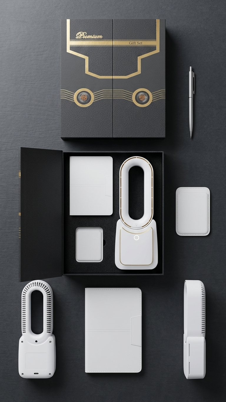 GG914 Executive Personal Notebook, Desk Fan & Visiting Card Holder Gift Set