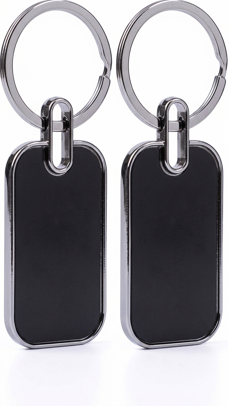 KC-2501 Premium Black Rectangular Metal Keychain with Custom Branding