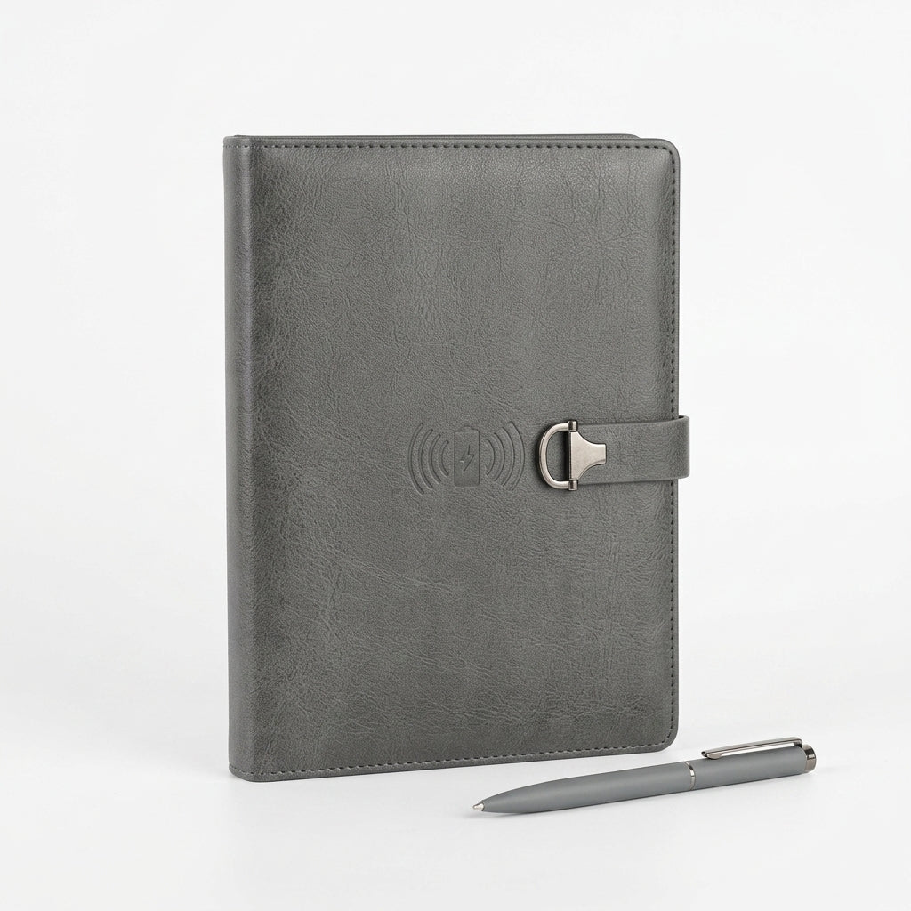 GGP6 - Executive Wireless Charging Notebook with 10000mAh Power Bank & Phone Stand
