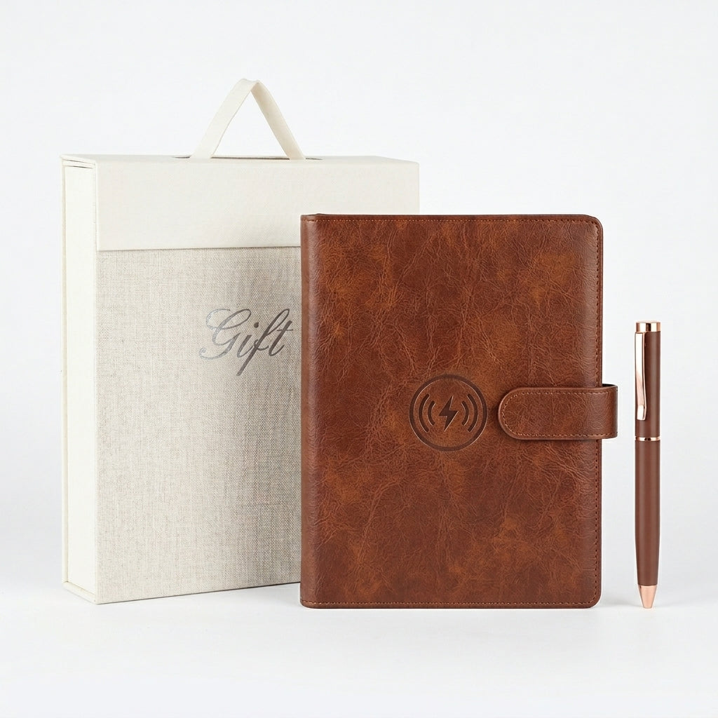 GGP8 - Premium 10000mAh Wireless Charging Power Bank Notebook with 16GB Pen Drive