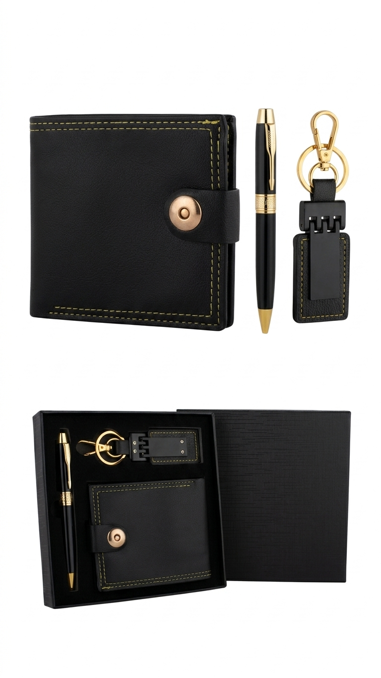 GG904 Executive Wallet, Keychain & Pen Gift Set