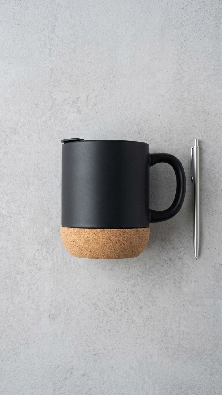Premium Cork Base Ceramic Coffee Mug with Custom Logo Branding | Corporate Gift Mug | 350ml