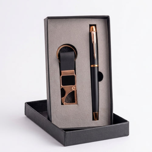 CGS-2509 Black Rose Gold Executive Pen and Keychain Combo