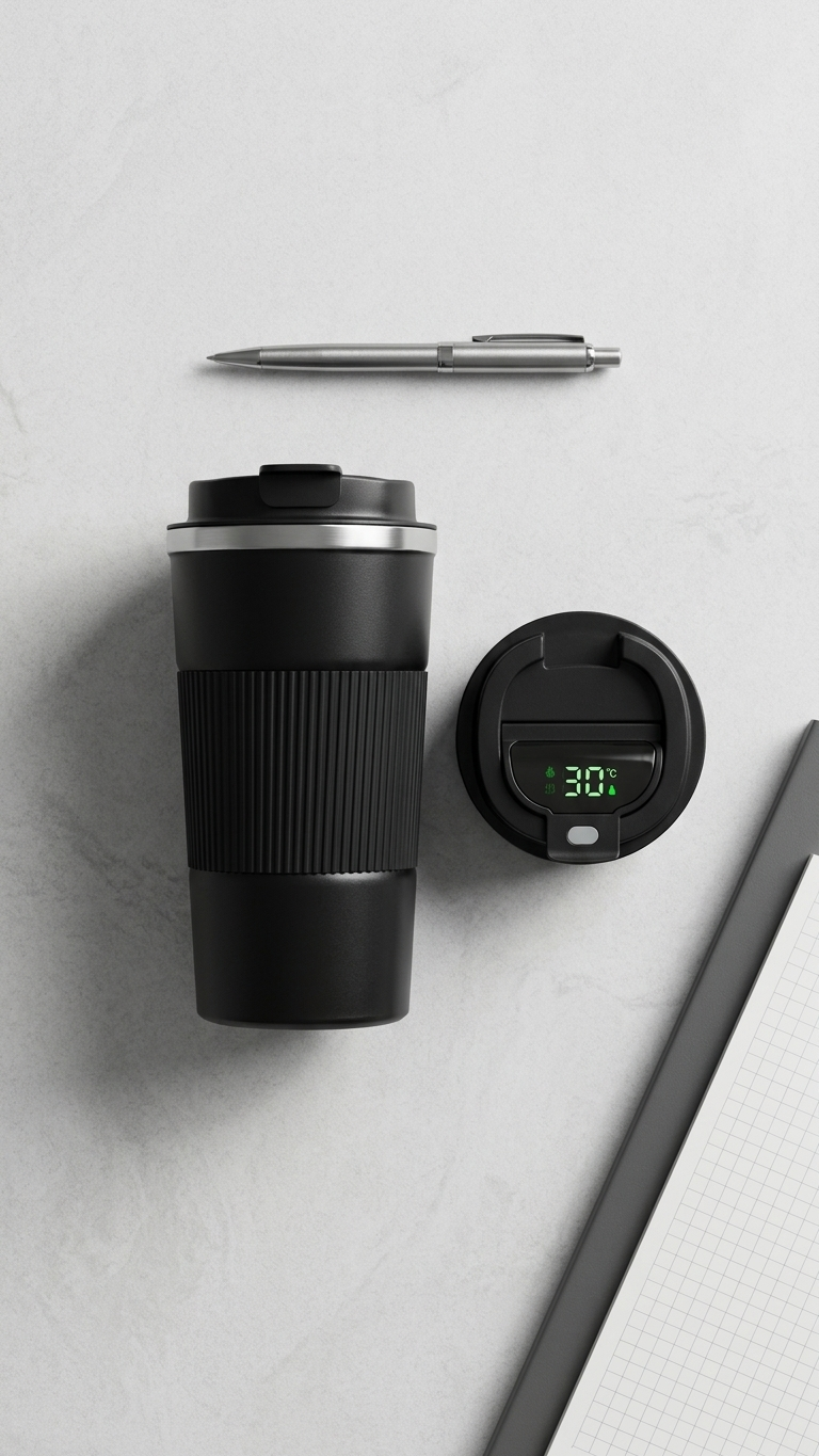 Vacuum Coffee Mug with LED Temperature Display