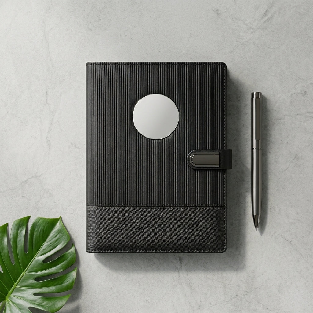 GGP25 - Luxury Executive Tech Folder with 10000mAh Power Bank, LED Logo & 16GB USB Pen Drive