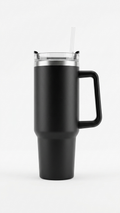 Vacuum Insulated Travel Coffee Mug with Straw & Lid | Customized Corporate Gift Tumbler