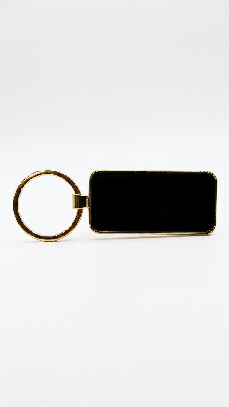 KC-2504 Executive Black Rectangular Keychain with Custom Logo Branding