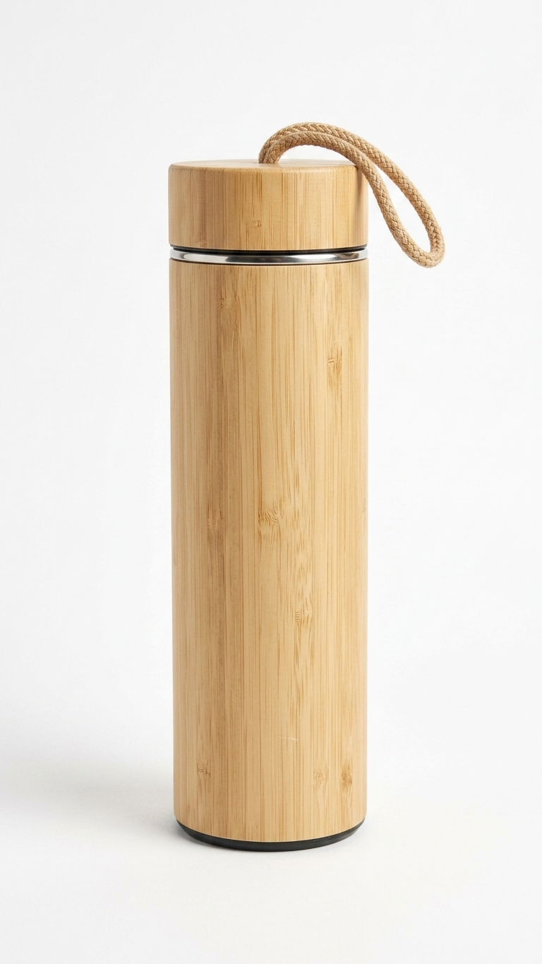 Eco Friendly Bamboo Vacuum Flask Bottle | Sustainable Corporate Gift Water Bottle | Customized Wooden Finish Bottle