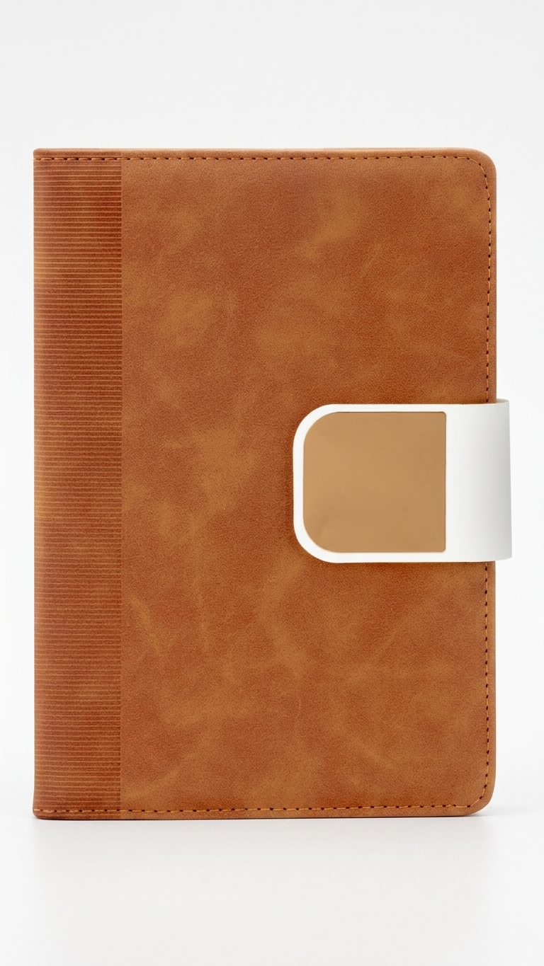NB-2501 Premium Tan PU Leather Notebook with Magnetic Closure & Custom Branding
