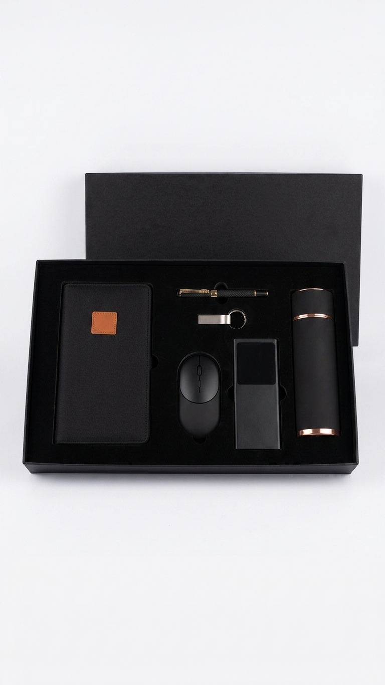 GG921 Executive Organizer, 10000mAh Power Bank, 16GB USB Drive, Flask, Mouse & Pen Gift Set