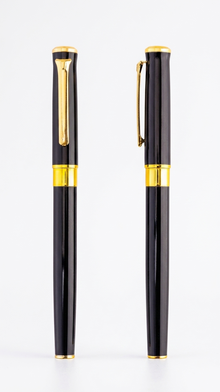 P-2513 Black & Gold Premium Capped Metal Executive Pen with Custom Branding