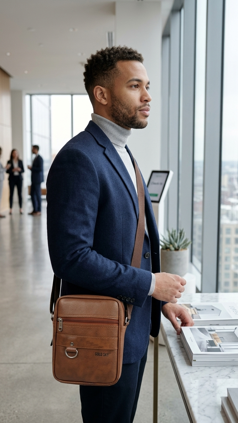 GG-7220 Premium Brown Sling Bag with Matching Zipper & Custom Branding