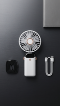 Portable Rechargeable Handheld Fan with LED Display | 5 Speed Cooling Fan | Foldable Mini USB Fan for Corporate Gifting & Travel