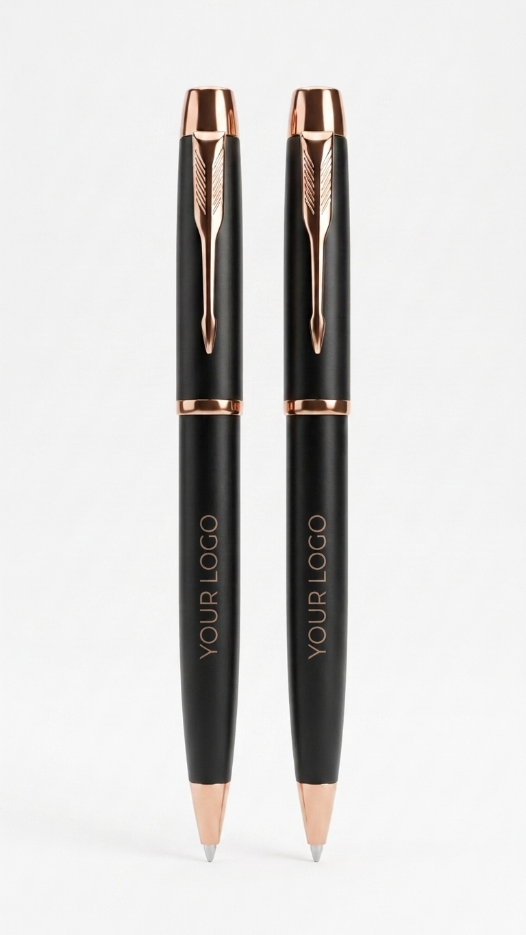 P-2509 Black & Rose Gold Premium Metal Executive Pen with Custom Branding