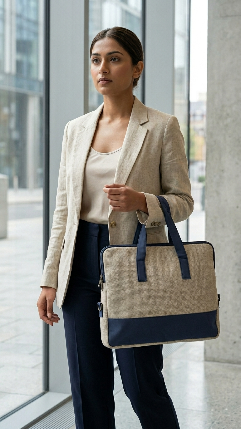 GG-7101 Blue Jute Conference Bag with Custom Logo Branding