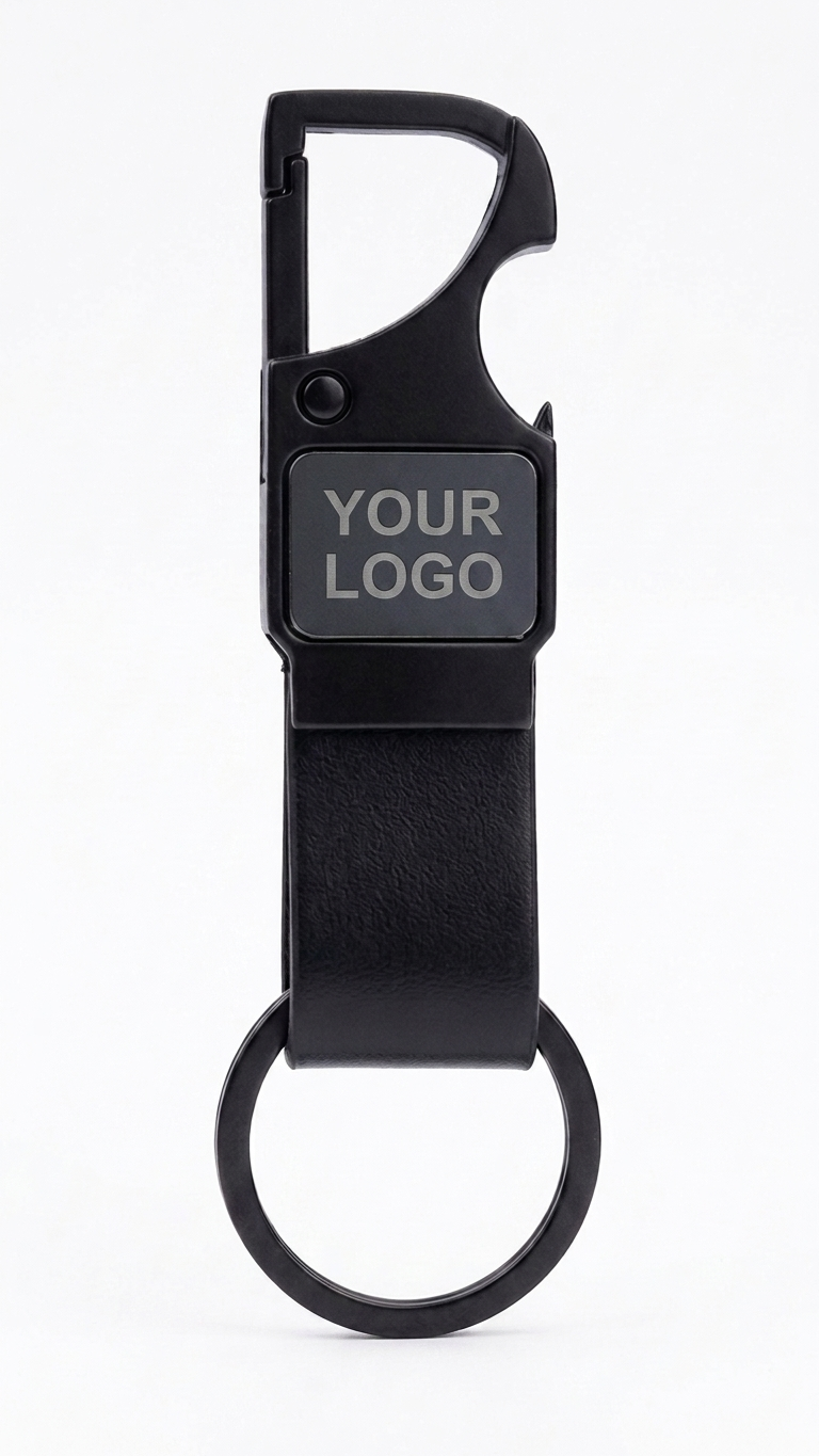 KC-2513 Premium Black Metal Keychain with Hook & Custom Branding