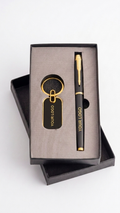 CGS-2505 Black & Gold Premium Pen & Keychain Corporate Gift Set with Custom Branding