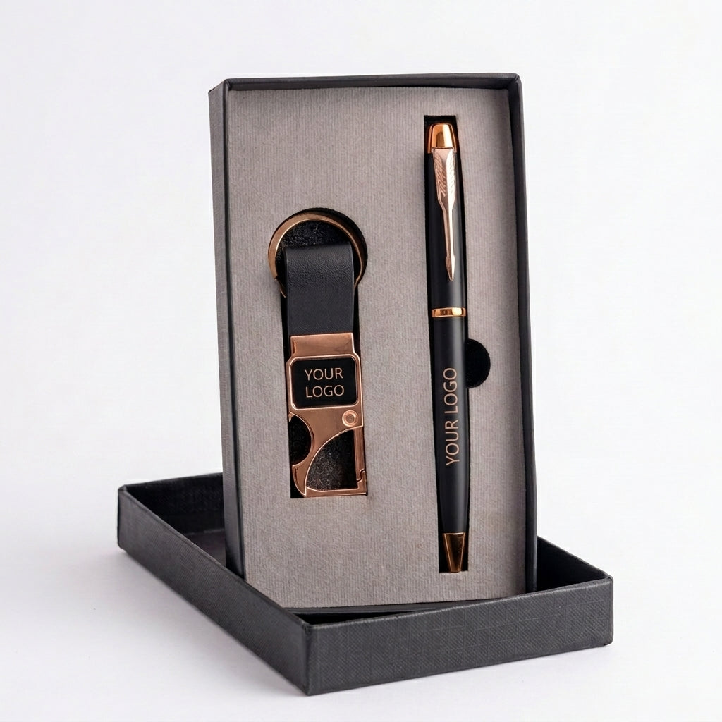 CGS-2509 Black Rose Gold Executive Pen and Keychain Combo