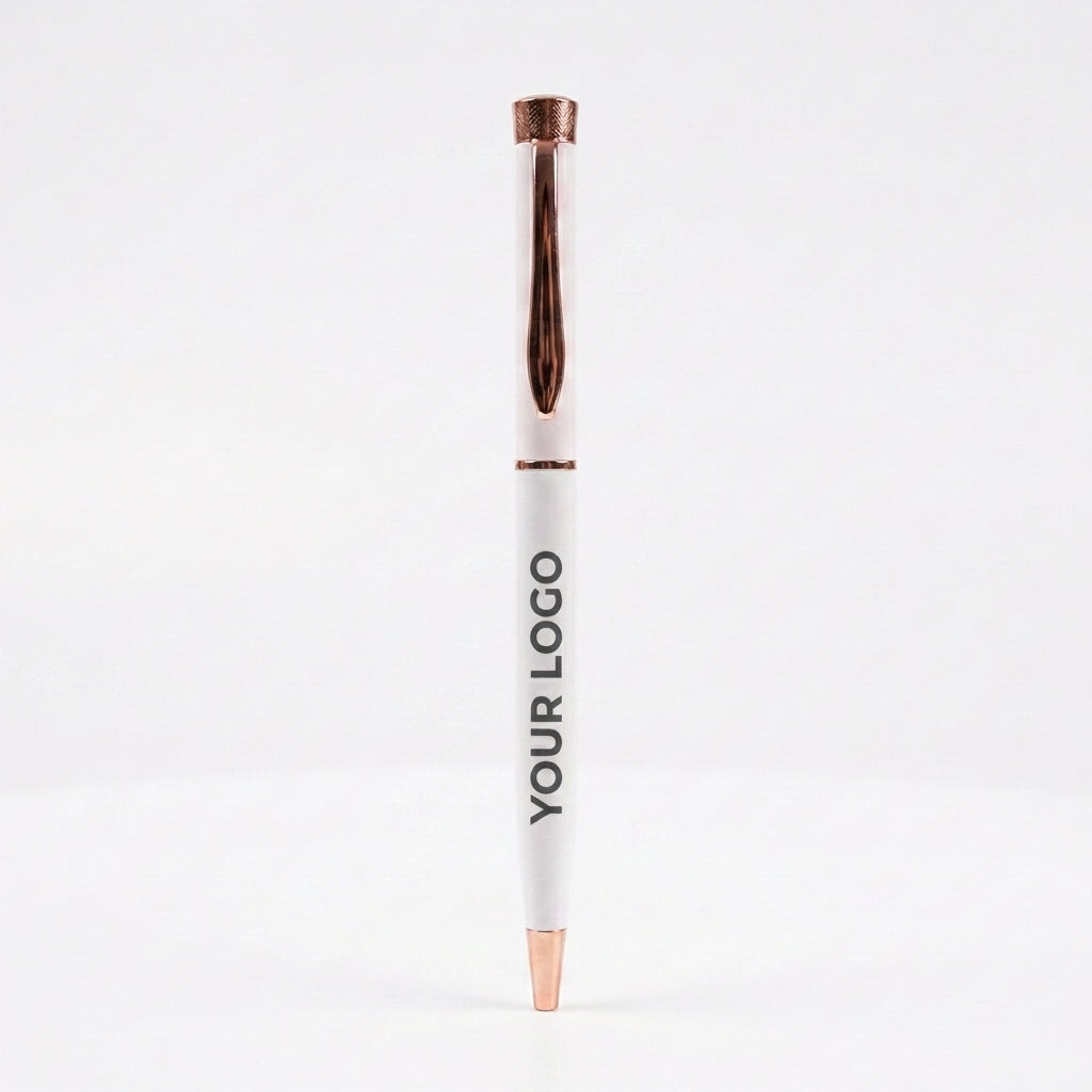 P-2510 White & Rose Gold Premium Metal Executive Pen with Custom Branding