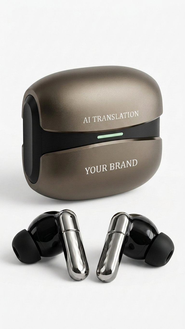 AITWS001 AI Translation Earbuds – Premium Metal Edition with Custom Branding