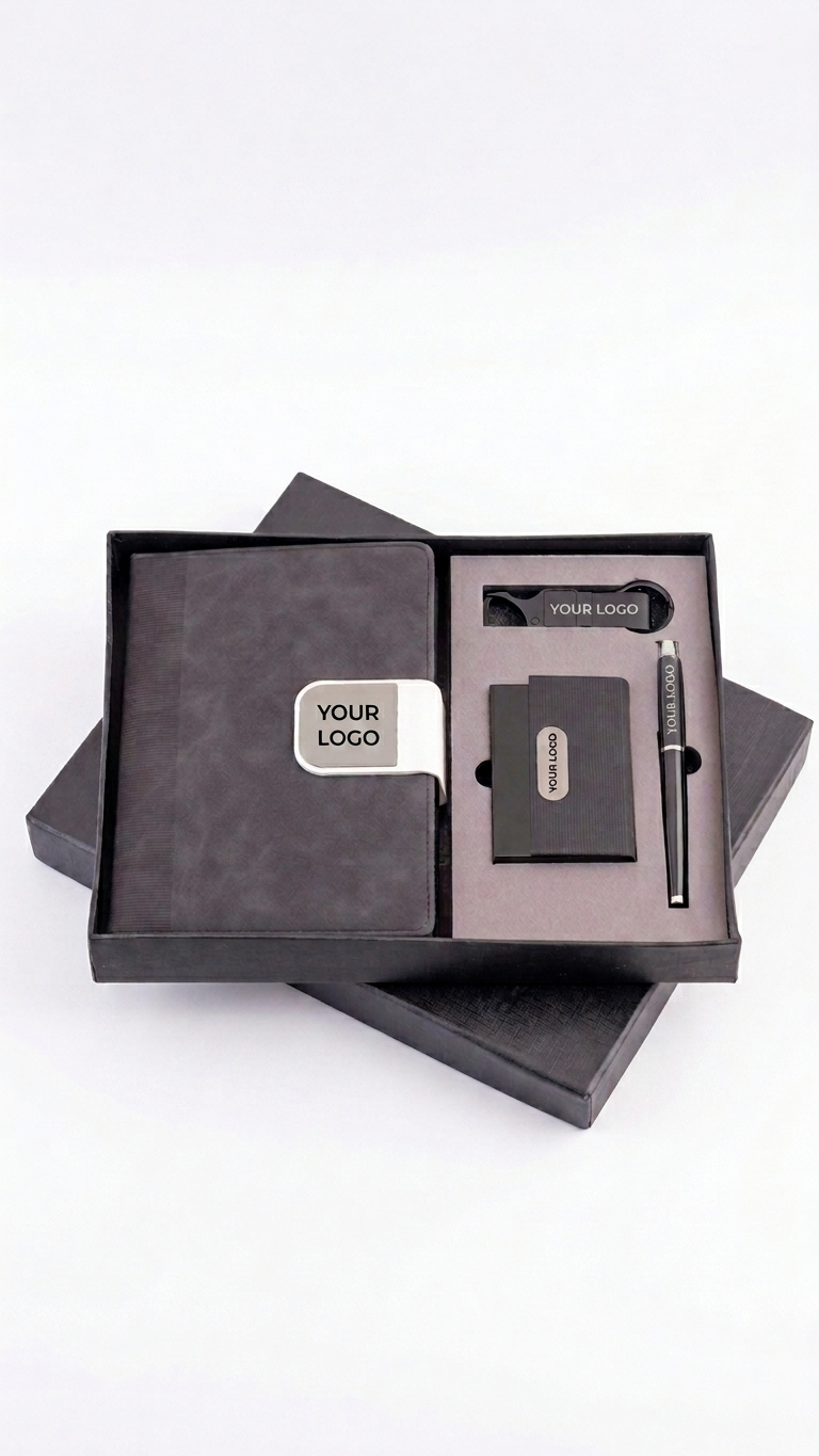 CGS-2524 Grey 4 in 1 Corporate Gift Set with Logo Branding