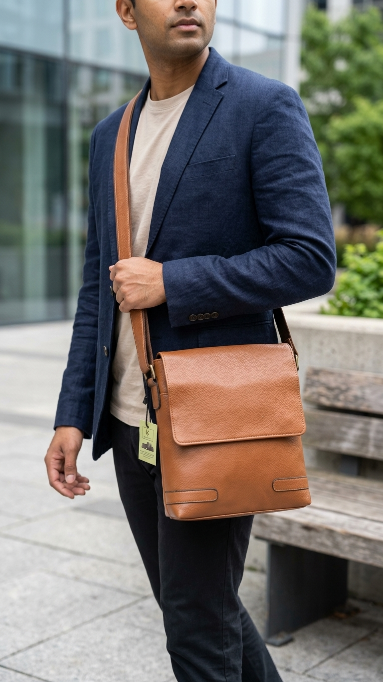 GG-7213 Premium Tan Sling Bag with Custom Branding