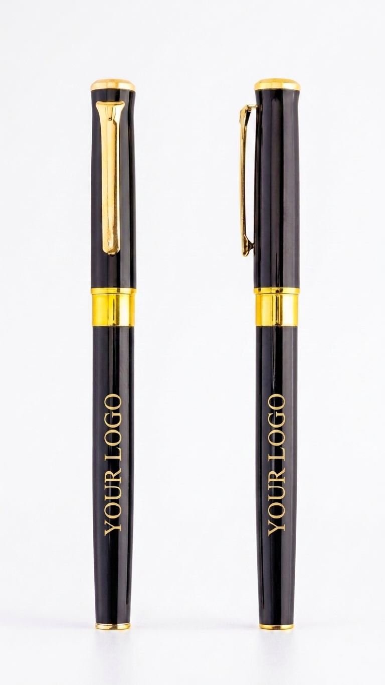 P-2513 Black & Gold Premium Capped Metal Executive Pen with Custom Branding