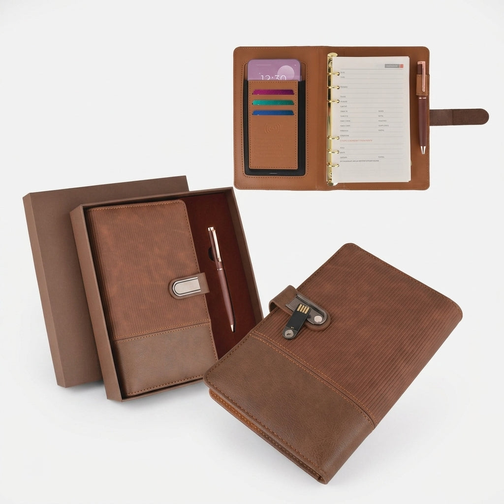 GGP32 - Premium A6 Notebook with 10000mAh Power Bank & 16GB USB Pen Drive