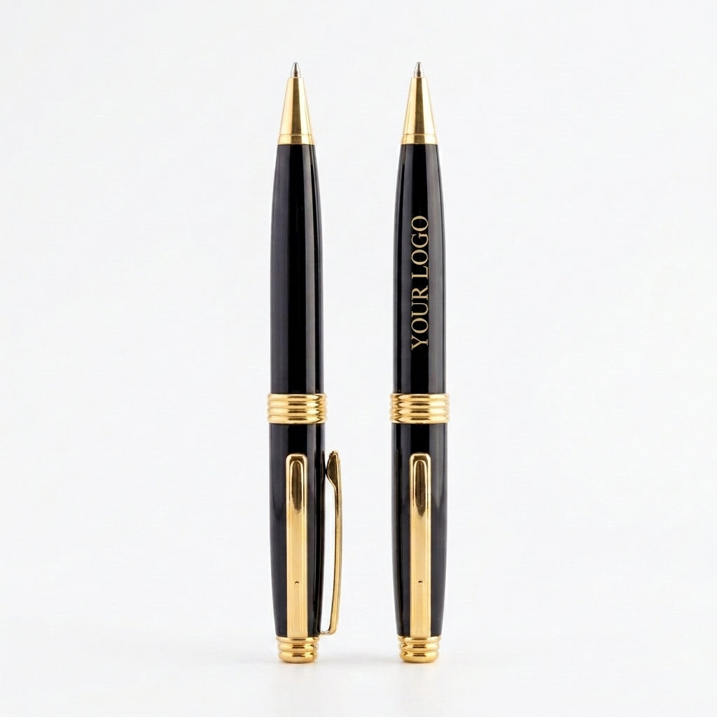 P-2514 Black & Gold Heavy Premium Metal Executive Pen with Custom Branding