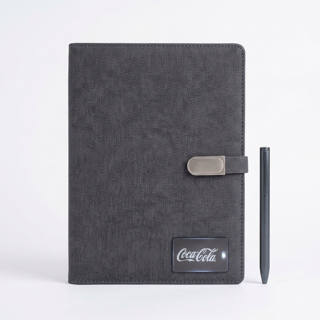 GGP15L - Premium 8000mAh Wireless Charging Notebook Folder with LED Logo Branding