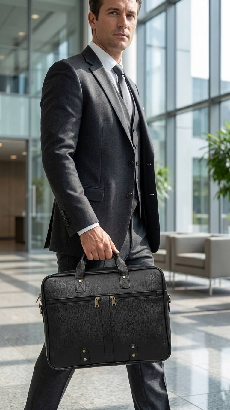 GG-7062 Executive Black Leatherette Office Bag with Custom Branding