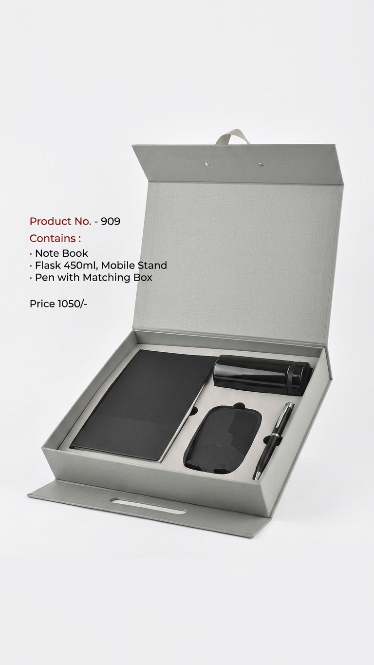 GG909 Executive Notebook, Flask, Mobile Stand & Pen Gift Set