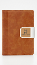 NB-2501 Premium Tan PU Leather Notebook with Magnetic Closure & Custom Branding