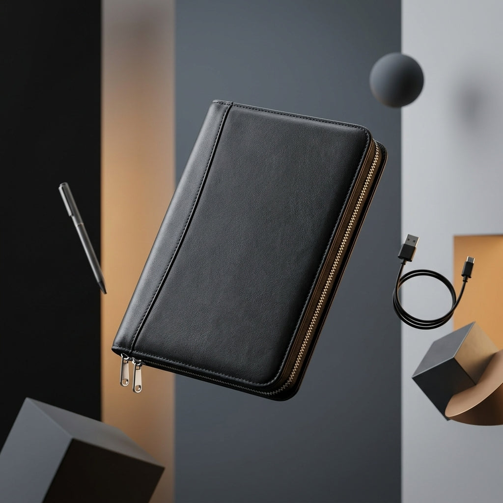 GGP23 - Executive Black Zip Folder with 5000mAh Power Bank
