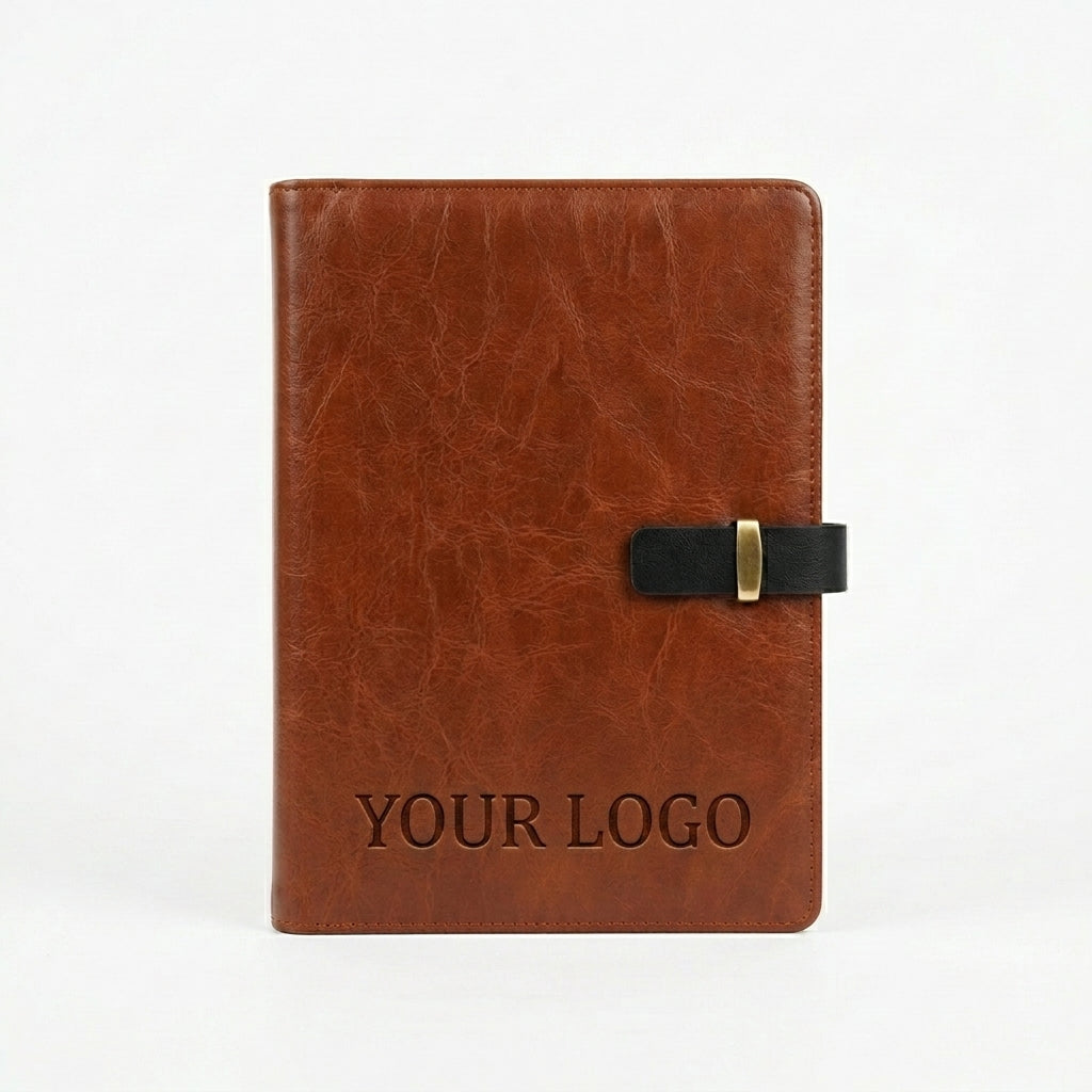 GGP17 - Executive 8000mAh Power Bank Notebook Folder with Phone Stand