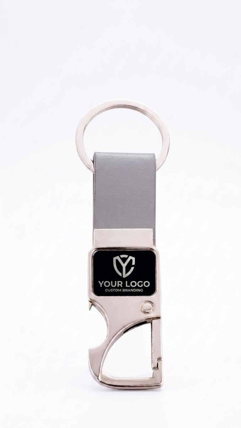 KC-2511 Premium Grey Keychain with Hook & Custom Branding