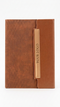 NB-2507 Premium 3-Fold Magnetic Tan Notebook with Custom Branding