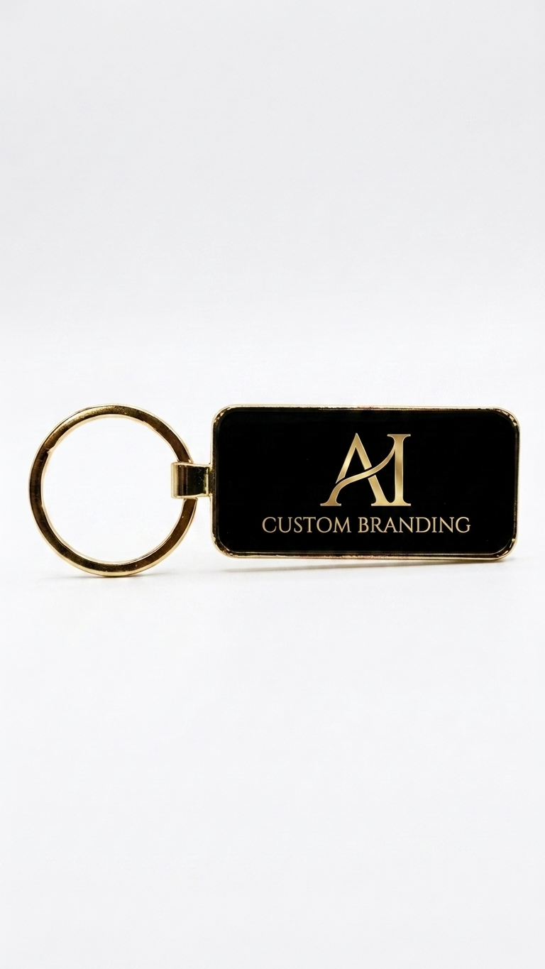 KC-2504 Executive Black Rectangular Keychain with Custom Logo Branding