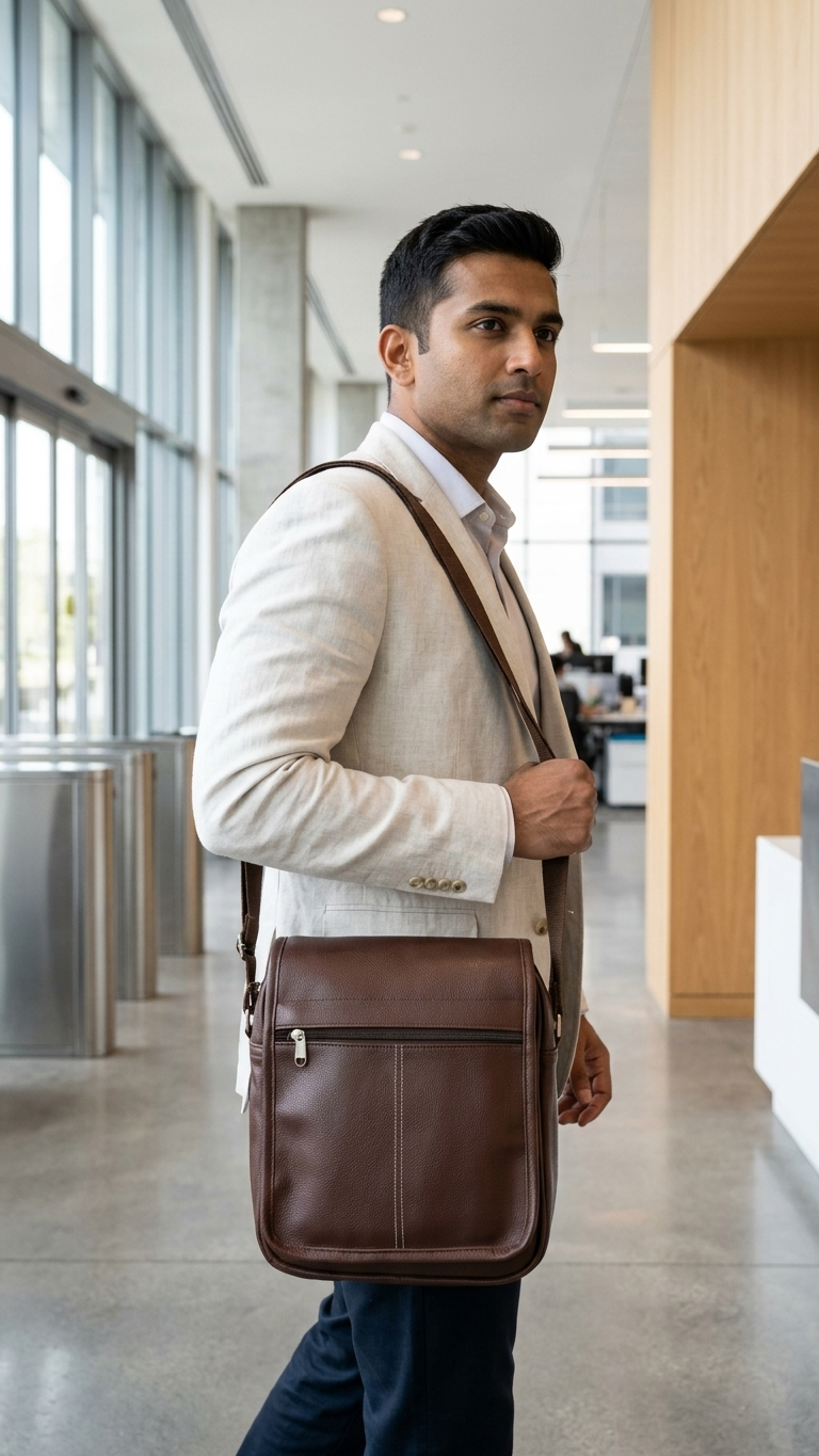 GG-7211 Executive Brown Sling Bag with Custom Branding
