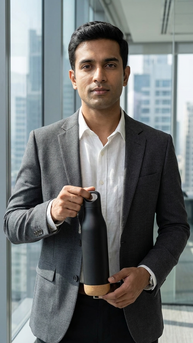 Premium Cork Bottom Vacuum Insulated Water Bottle | Executive Corporate Gift Bottle