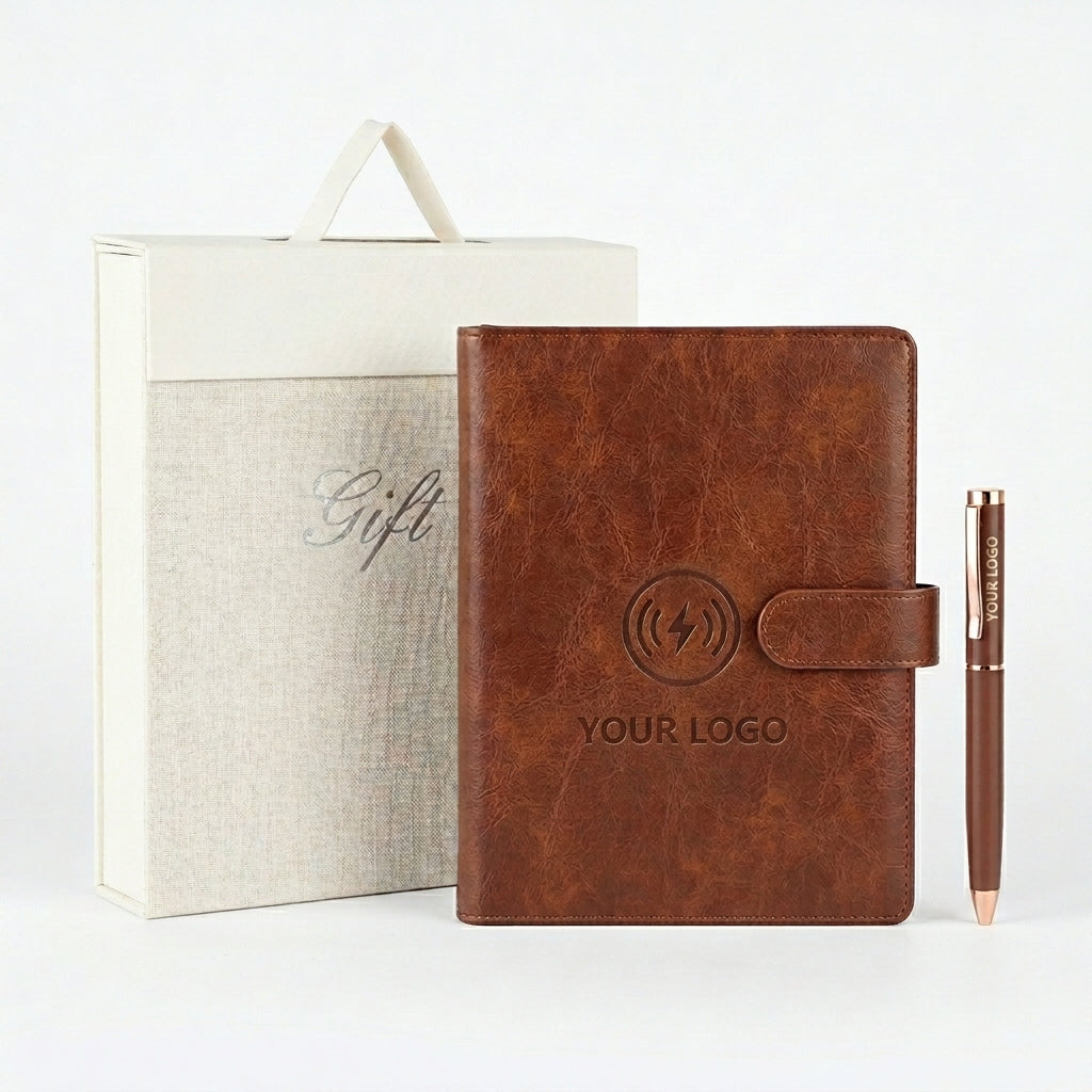 GGP8 - Premium 10000mAh Wireless Charging Power Bank Notebook with 16GB Pen Drive