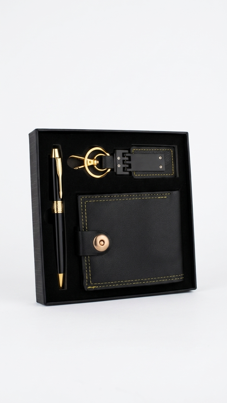 GG904 Executive Wallet, Keychain & Pen Gift Set
